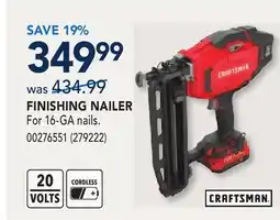 RONA CRAFTSMAN FINISHING NAILER offer