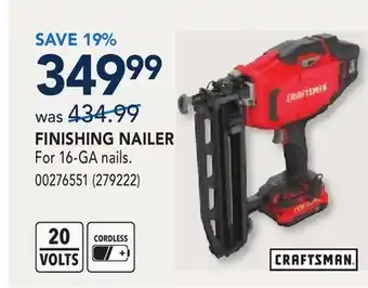 RONA CRAFTSMAN FINISHING NAILER offer