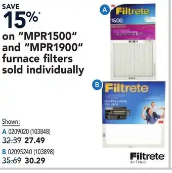 RONA FILTRETE on MPR1500 and MPR1900 furnace filters sold individually offer