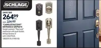 RONA SCHLAGE CAMELOT/ACCENT ENTRANCE GRIPSETS offer