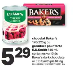 L'Intermarché CHOCOLAT BAKER'S, 170/225 G OU GARNITURE POUR TARTE E.D. SMITH, 540 ML offer