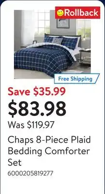 Walmart Chaps 8-Piece Plaid Bedding Comforter Set offer