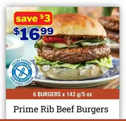 M & M Food Market Prime Rib Beef Burgers offer