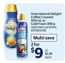 Walmart International Delight Coffee Creamer or Cold Foam offer