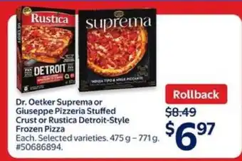 Walmart Dr. Oetker Suprema or Giuseppe Pizzeria Stuffed Crust or Rustica Detroit-Style Frozen Pizza offer