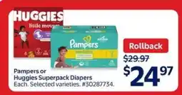 Walmart Pampers or Huggies Superpack Diapers offer