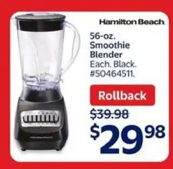 Walmart Hamilton Beach 56~oz. Smoothie Blender offer