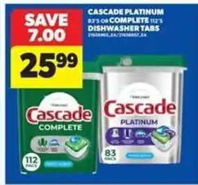 Real Canadian Superstore Cascade Platinum or Complete Dishwasher Tabs offer