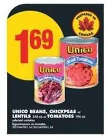 No Frills UNICO Beans, Chickpeas or Lentils or Tomatoes offer