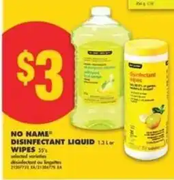 No Frills NO NAME DISINFECTANT LIQUID WIPES offer