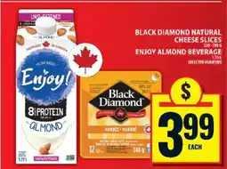Food Basics Black Diamond Natural Cheese Slices / Enjoy Almond Beverage offer