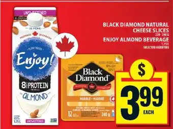Food Basics Black Diamond Natural Cheese Slices / Enjoy Almond Beverage offer