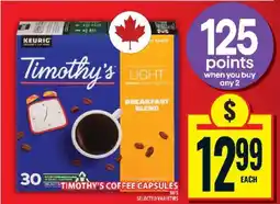 Food Basics TIMOTHY’S COFFEE CAPSULES offer