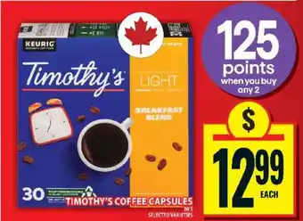 Food Basics TIMOTHY’S COFFEE CAPSULES offer
