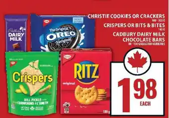 Food Basics Christie Cookies or Crackers, Crispers or Bits & Bites, Cadbury Dairy Milk Chocolate Bars offer