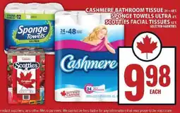 Food Basics Cashmere Bathroom Tissue, Sponge Towels Ultra, Scotties Facial Tissues offer