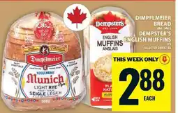 Food Basics Dimpflmeier Bread & Dempster's English Muffins offer