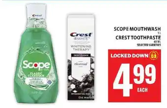 Food Basics Scope Mouthwash / Crest Toothpaste offer