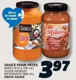 IGA Mikes Giorgio Ristorante pasta sauce offer