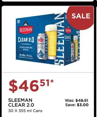 The Beer Store SLEEMAN CLEAR 2.0 offer