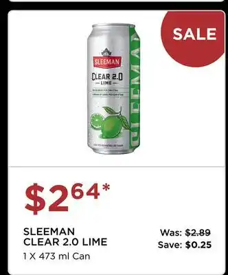 The Beer Store SLEEMAN CLEAR 2.0 LIME offer