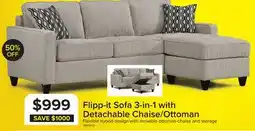 Leon's Flipp-it Sofa with Reversible Chaise/Ottoman - Platinum offer