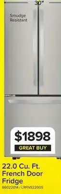 Leon's LG 30 Smudge Resistant Stainless Steel French Door Refrigerator (22 cu. ft.) - LRFNS2200S offer