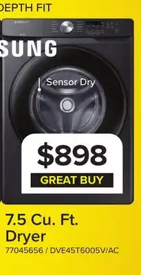 Leon's Samsung Black Stainless Steel Electric Dryer (7.5 cu. ft.) - DVE45T6005V/AC offer