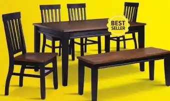 Leon's Caylie Noir 6-Piece Dining Set - Ebony, Driftwood offer