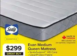 Leon's Sealy Essentials Evan Medium Queen Mattress offer