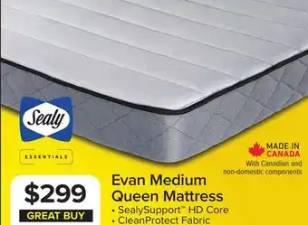 Leon's Sealy Essentials Evan Medium Queen Mattress offer