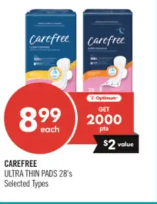 Shoppers Drug Mart CAREFREE ULTRA THIN PADS offer