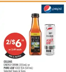 Shoppers Drug Mart CELSIUS ENERGY DRINK 355 ML OR PURE LEAF ICED TEA 547 ML offer
