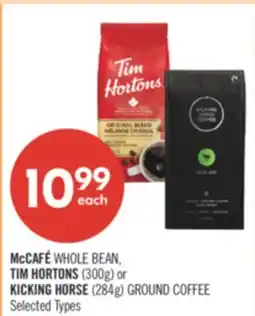 Shoppers Drug Mart McCAFÉ WHOLE BEAN, TIM HORTONS (300g) or KICKING HORSE (284g) GROUND COFFEE offer