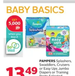Rexall PAMPERS Splashers, Swaddlers, Cruisers or Easy Ups Jumbo Diapers or Training Pants offer