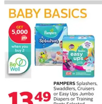 Rexall PAMPERS Splashers, Swaddlers, Cruisers or Easy Ups Jumbo Diapers or Training Pants offer