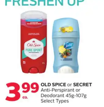 Rexall OLD SPICE or SECRET Anti-Perspirant or Deodorant offer
