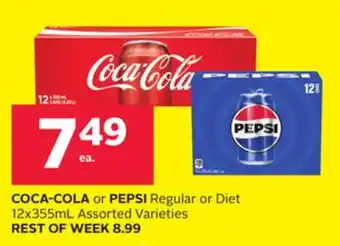 Rexall COCA-COLA or PEPSI Regular or Diet 12x355mL offer