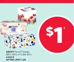 Rexall SAVVY Facial Tissues 88's-126's or Cube 60's offer