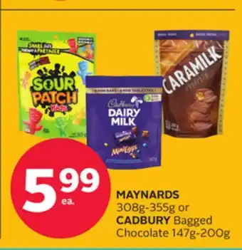 Rexall MAYNARDS 308g-355g or CADBURY Bagged Chocolate 147g-200g offer