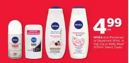 Rexall NIVEA Anti-Perspirant or Deodorant 50mL or 51g-52g or Body Wash 500mL offer