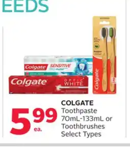 Rexall COLGATE Toothpaste 70mL-133mL or Toothbrushes offer