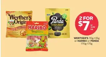 Rexall WERTHER'S 70g-135g or HARIBO or PANDA 170g-175g offer