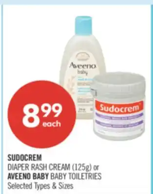 Shoppers Drug Mart SUDOCREM DIAPER RASH (125g) or AVEENO BABY TOILETRIES offer