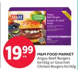 Rexall M&M FOOD MARKET Angus Beef Burgers 6x142g or Gourmet Chicken Burgers 6x142g offer
