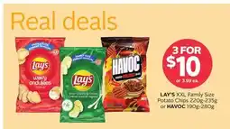 Rexall LAY'S XXL Family Size Potato Chips 220g-235g or HAVOC 190g-280g offer