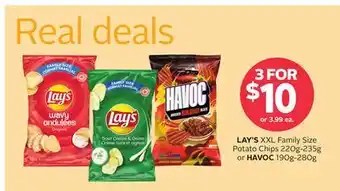Rexall LAY'S XXL Family Size Potato Chips 220g-235g or HAVOC 190g-280g offer