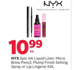 Rexall NYX Epic Ink Liquid Liner, Micro Brow Pencil, Plump Finish Setting Spray or Lip Lingerie XXL offer
