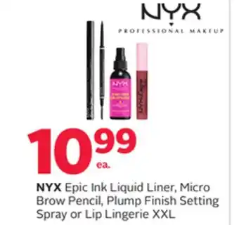 Rexall NYX Epic Ink Liquid Liner, Micro Brow Pencil, Plump Finish Setting Spray or Lip Lingerie XXL offer
