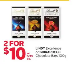 Rexall LINDT Excellence or GHIRARDELLI Chocolate Bars offer